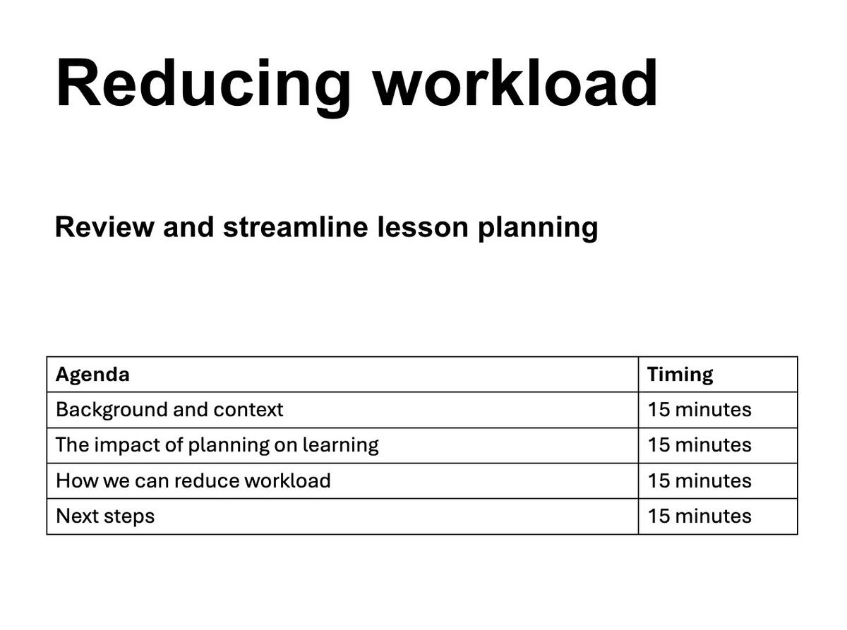 Review and streamline lesson planning