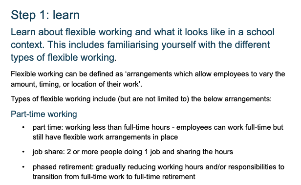 Thumbnail of implementing flexible working template