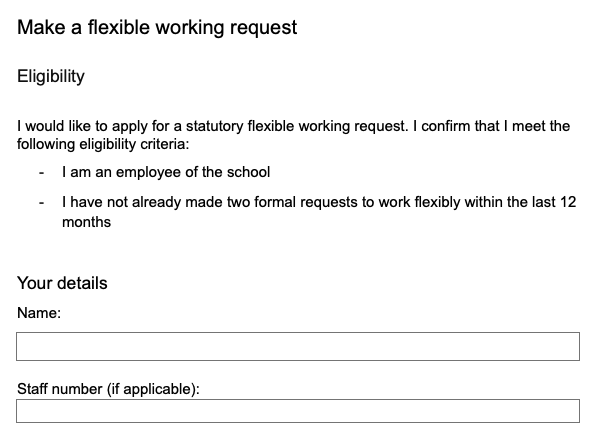 Thumbnail of make a statutory flexible working request template