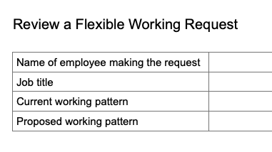 Thumbnail of review a statutory flexible working request template