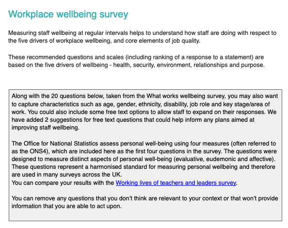 Workplace wellbeing survey preview